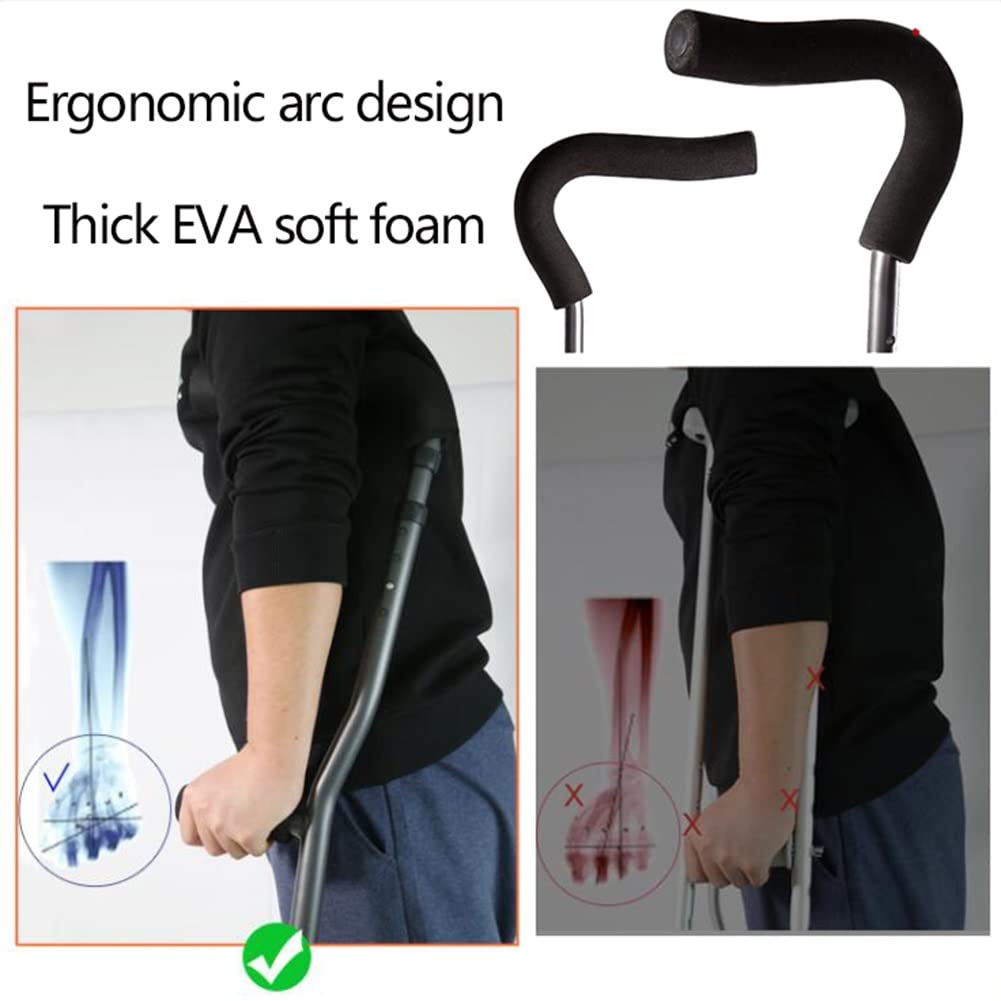 Muletas Ergonómicas en Forma de F para Axilas, Aluminio, Plegables para Caminar para Adultos y Jóvenes, 1 Par