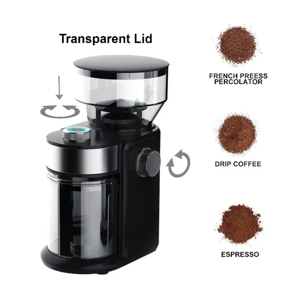 Molinillo de Café Eléctrico de 18 Velocidades con Fresas Ajustables, Máquina de Café, Trituradora, Enchufe Europeo.