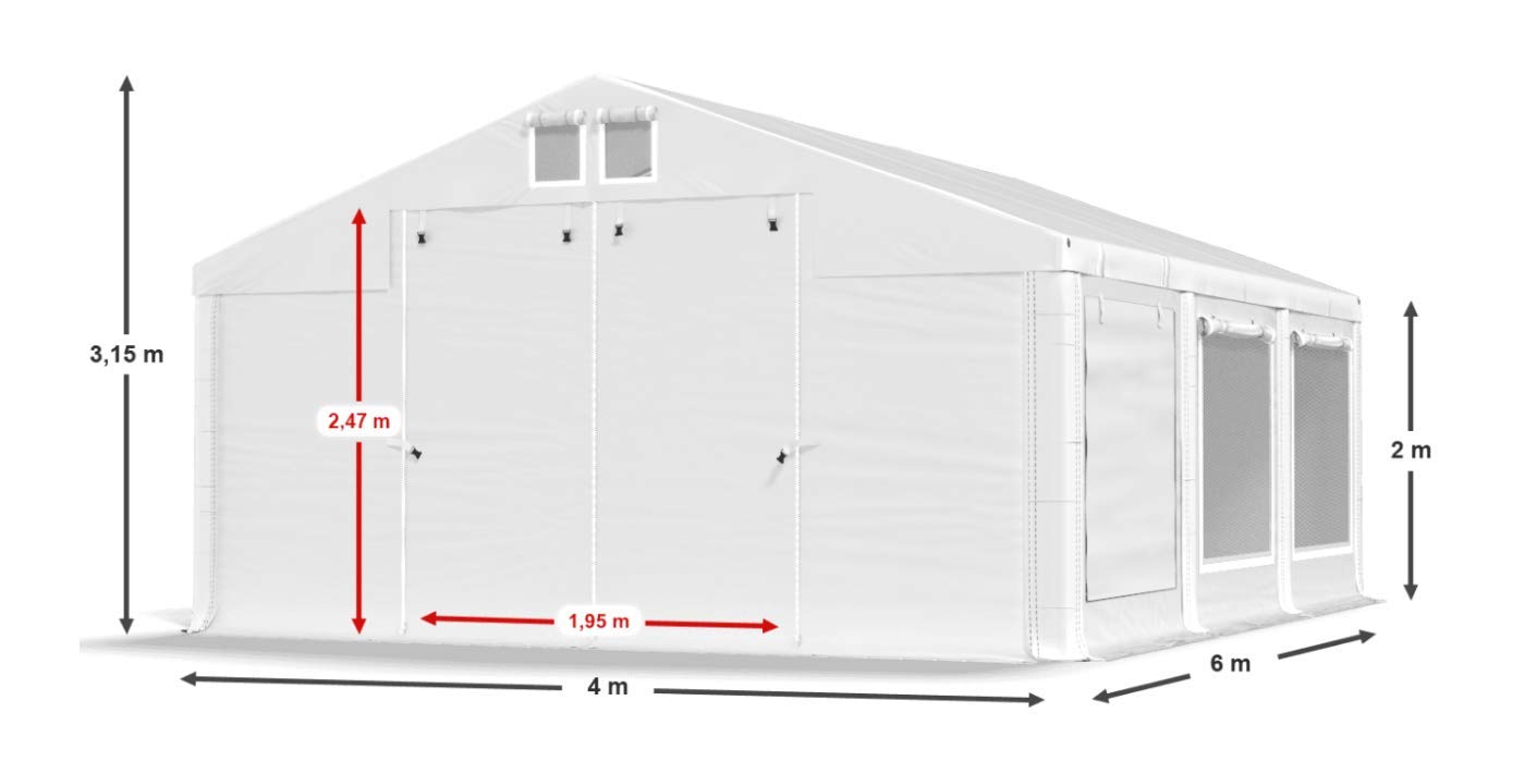 Das Company Tenda per Feste grigio 8x8m con persiane e zanzariere Impermeabile 560 g/m2 PVC Telone Costruzione Winter sul Fondo e Rinforzi Tetto e dell'Ingresso tutto l'anno Tenda da Giardino