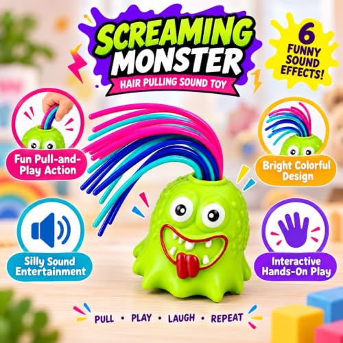 Image of Screaming Monster Toy Hair Pull Sound Fidget Kids Novelty Play Piece