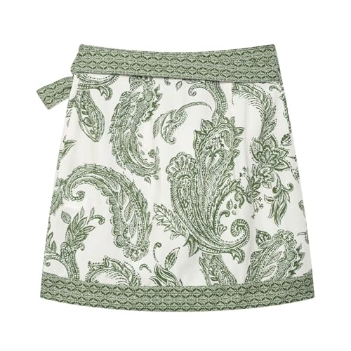 CHARTOU Women Summer Floral Wrap Mini Skirt Boho Tie Side High Waist Beach Short Skirts Vacation Outfits2