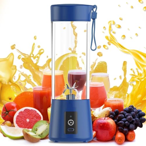 Kyroniq 380ML USB Rechargeable Blender Heavy Duty Juicer, 6 Blades, Mini Handheld Fruit Hand Mixer for Home & Outdoor Use