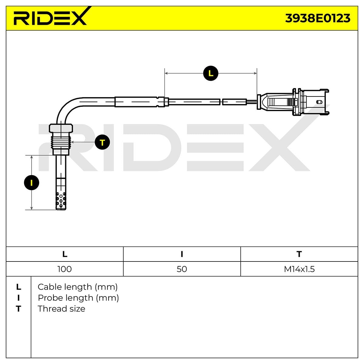 RIDEX 3938E0123 Sensore Temperatura gas scarico