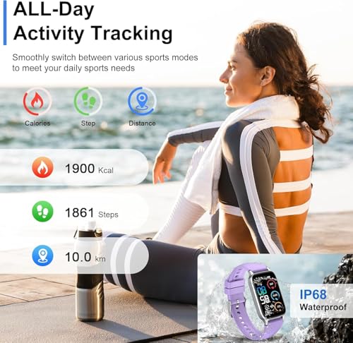 Image of Smart Watch for Men Women, 1.57 inch Smartwatch (Answer /Make Call) , Fitness Tracker with 110+ Sport Modes, Heart Rate /Sleep Monitor, IP68 Waterproof, Bluetooth Calls, Smartwatches for Android iOS Purple