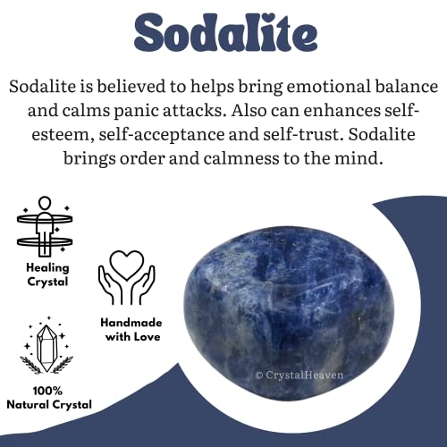 Image of Certified Sodalite Crystal Healing Tumbled Stone, Natural Polished Crystals for DIY Crafts, Manifestation, Meditation, Pooja Feng Shui and Reiki Healing (30 Grams)