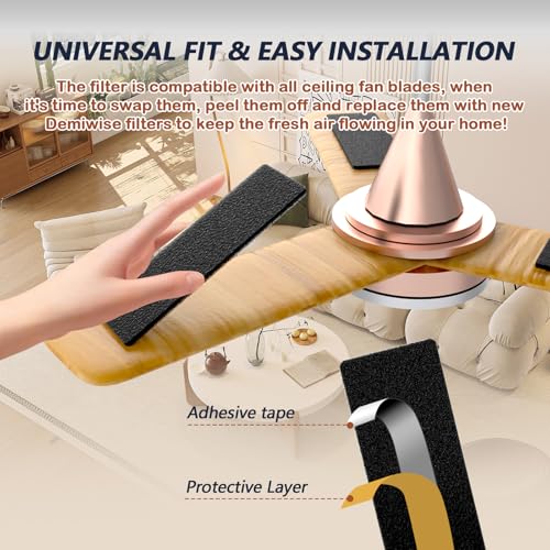 Image of Ceiling Fan Filters for Blades, Carbon Air Filter Pads | 10 Pack Activated Coconut Shell Carbon, Peel and Stick, Unscented Air Purifier Pads, Helps Capture Household Dust Particles
