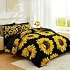 Wowelife Sunflower Bedding Set Twin, 5 Piece Sunflower Comforter Bed Sets, Yellow Black Floral Teen Girl Bedding Set Kid Bedroom Set with Comforter, Flat Sheet, Fitted Sheet and 2 Pillowcases #1