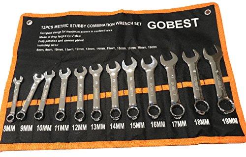 GOBEST corto Stubby Spanner Set Juego de llaves 12 unidades, 8  19 mm (GB-0051)