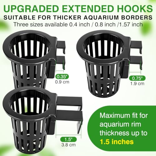 Image of Borlech New Upgraded Large Aquarium Plant Holder with 1.57-inch Extension Hooks and Suction Cups for Fish Tank Aquaponic Plant Cultivation and Aquascape Accessories Decorations (4 PCS)