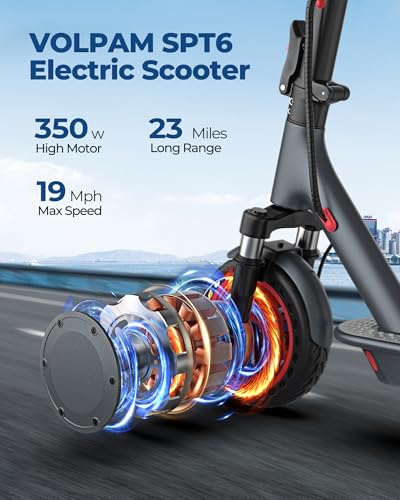 volpam electric scooter 350w500w powerful motor 85341034 solid tires 1922mph 282112 miles rangedual braking