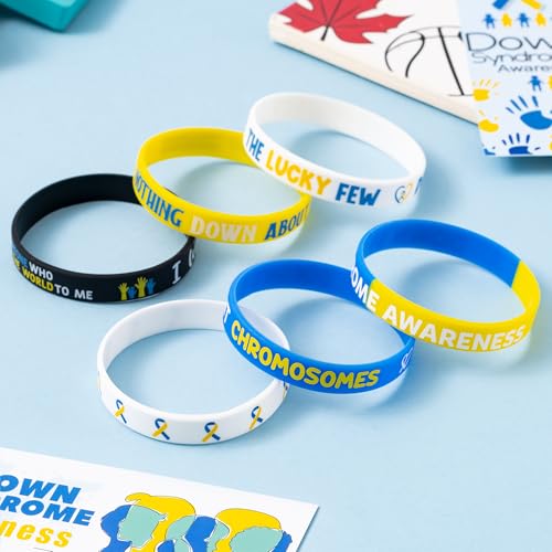 Bracelets silicone syndrome de Down lot 120 bleu jaune - 6