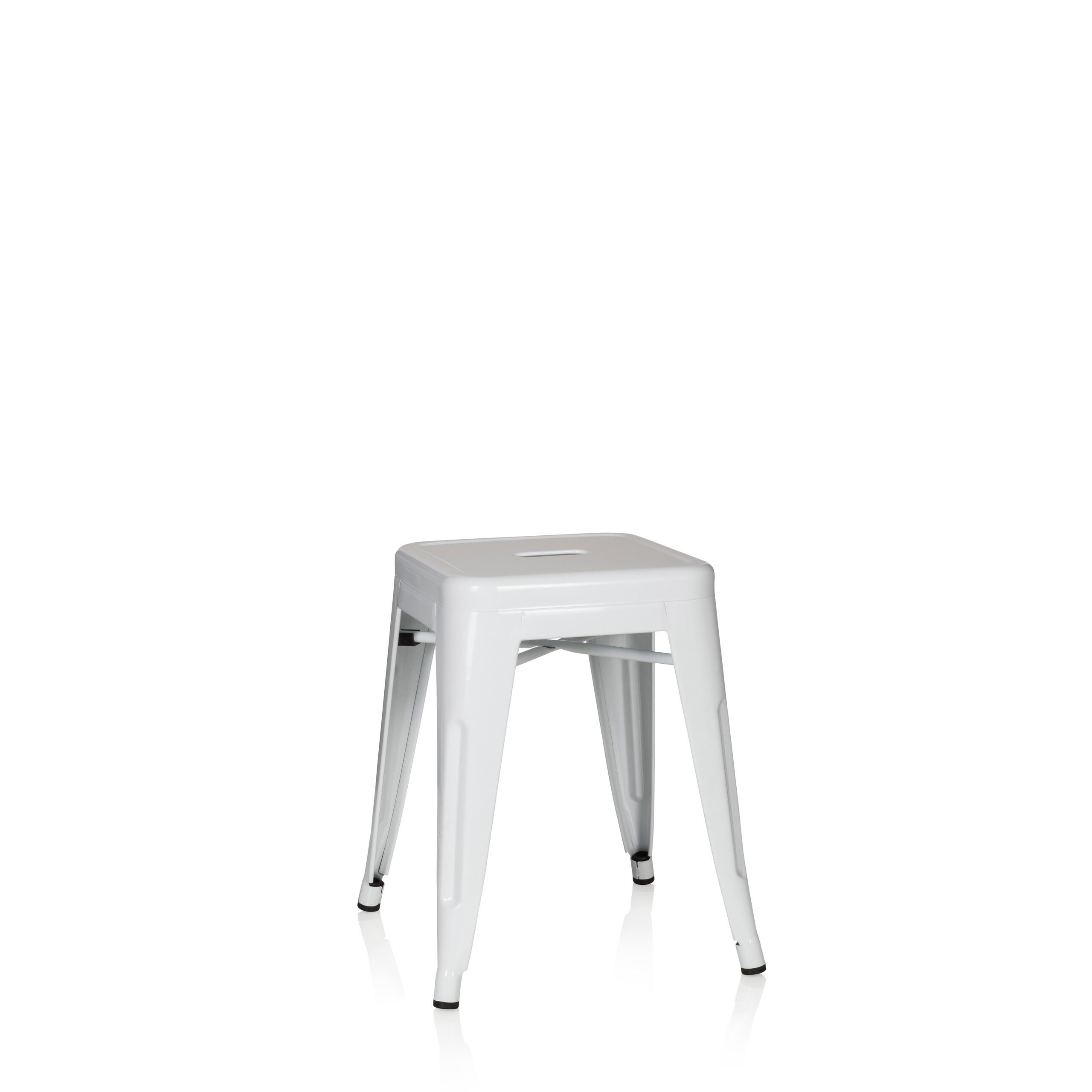 HJH Office 645002 Sgabello Metallo Basso VANTAGGIO Panchetti Impilabili, Sgabelli Bar Industriali, Carico Max 150 kg, Bianco