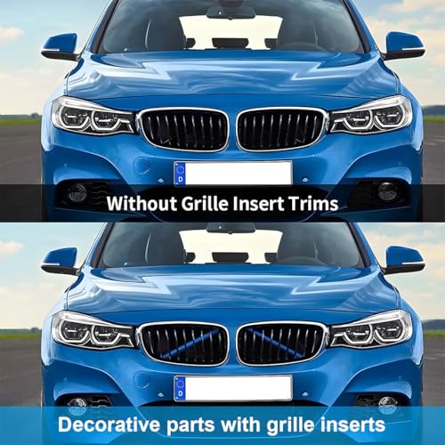 Image of HZEL Car Grill Inserts Trims, Vehicle Inserts Stripes, Automotive V Brace Wrap Covers Exterior Decoration Accessories, Compatible with 1-8 Series F20 F22 F30 F32 G30 G32 G11 (Blue)