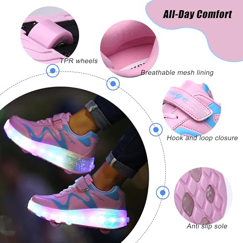 Image of AIkuass USB Chargable Led Light Up Roller Shoes Wheeled Skate Sneaker Shoes F.