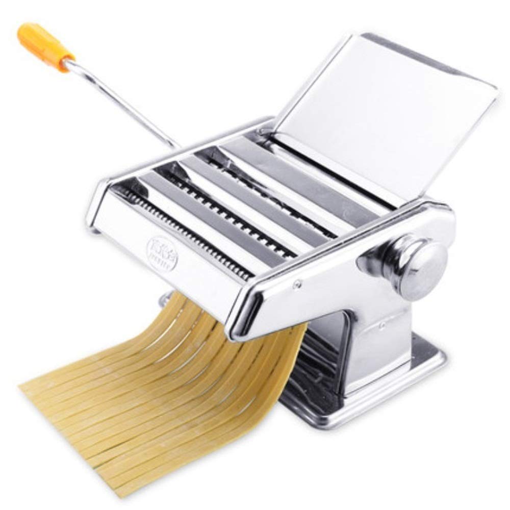 PanduoProfessional Pasta Maker Machine Pasta Maker Machine Hand Crank For Homemade Noodles Spaghetti Fresh Dough Making Tools Rolling Press Kit Fresh Cutter (Color : Silver, Size : 22X19X14CM)