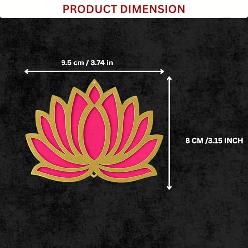 Image of ARLICORPING Wooden Lotus Wall Hanging for Festive Decoration - Diwali, Ganpati, Pooja Room, Mandir, Living Room, Door, Hall, Entrance, Spiritual Decor (Lotus - Pink, Pack of 12)