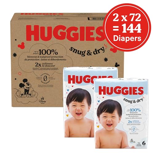 huggies size 6 diapers snug amp dry baby diapers size 6 35 lbs 144 count 2 packs of 72 packaging may vary
