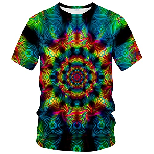Hisayhe Trippy Psychedelic T-Shirt Mens 3D Cool Graphic Short Sleeve Tees Top Multicolor3 2XL