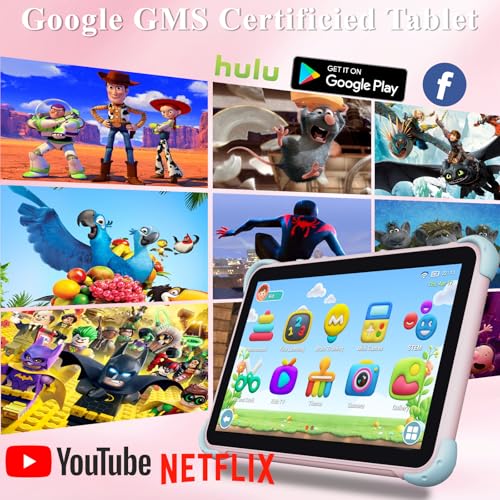 Image of YINOCHE Kids Tablet 10 inch Tablet for Kids Toddlers, 32G Android Kids Tablets with Case, WiFi, Parental Control, Dual Camera, Best Toddler Tablets for Kids Gift for Chidlren (Pink)