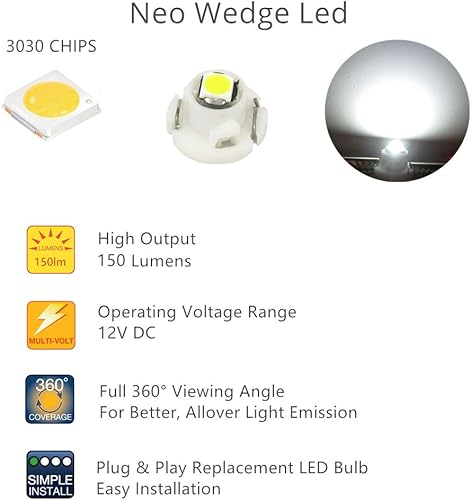 Miniatura 3 de WLJH - Panel de luz LED indicador de tablero de instrumentos, 10 unidades, T3, T4.2, T4.7, Neo Wedge