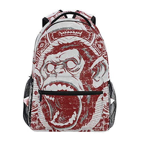 TFONE Vintage Animal Gorilla Pattern Backpack Boys Girls School Bookbag Back Pack Camping Hiking Travel Daypack for Women Men