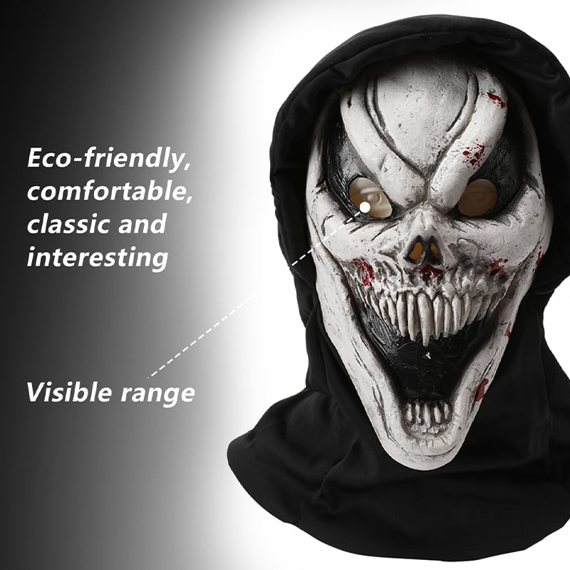 Joyincoser Horror Ghostface Skull Latex Mask for Adults Bloody Scary Mask for Carnival Fancy Dress, Halloween and Ghost Houses - Image 3