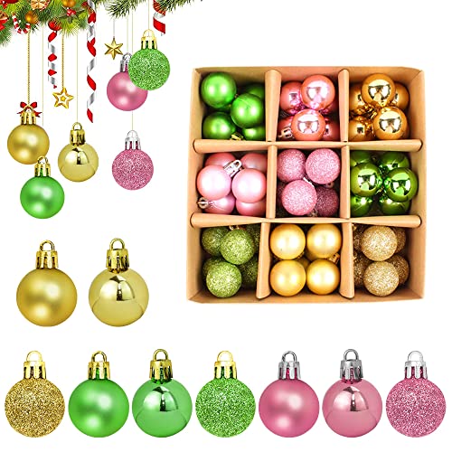 YAANBUNB Lot de 54 mini boules de Noël incassables en plastique pour sapin de Noël - Boules de Noël - Pendentifs brillants, mats et pailletés - Pour fêtes de mariage Cover