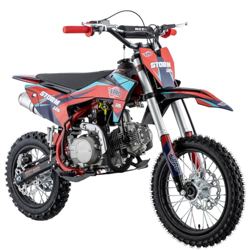 X-PRO Storm 125cc Zongshen Engine Kids Dirt Bike Pit Bike Youth Dirt Pit Bike with 4-Speed Manual Transmission, Big 14'/12' Tires! (Red)