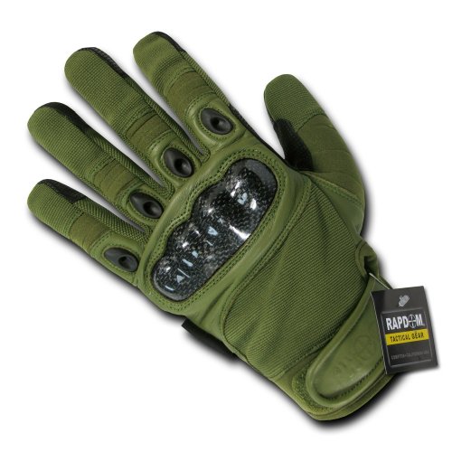Rapdom Tactical Carbon Fiber Knuckle Gloves, Olive, Small