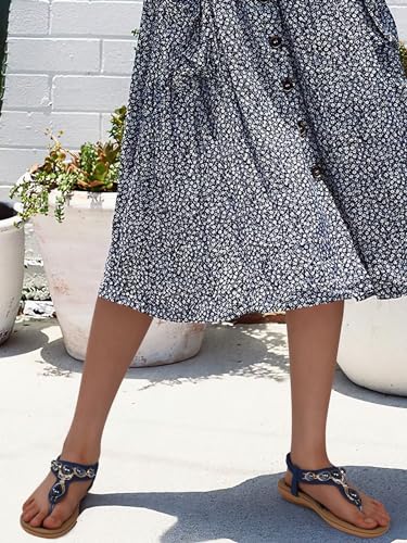 Image of SHIBEVER Flat Sandals for Women Dressy: Summer Comfortable Dress Thong Flats Sandal