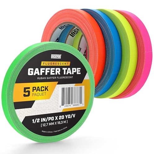 Lockport 5 Pack Colored Spike Tape Set, Neon Gaff Tape, Bright Fluorescent Gaffer Tapes, 1/2 Inch X...