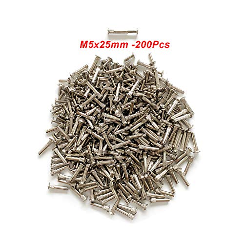 LIKERAINY 200Pcs Tornillo de Conexión para Muebles Conector M5 Hierro Niquelado para Armario Gabinete de Cocina Mueble Unidad de Carcasa Espesor de Madera 2535 mm