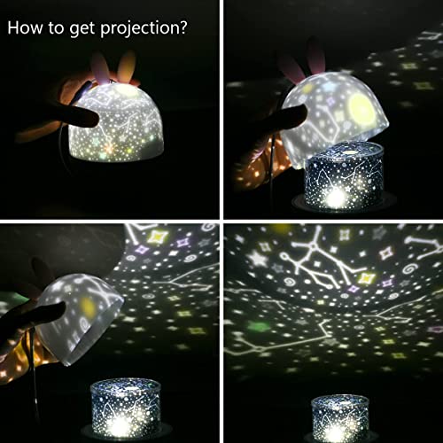 URAQT Luce Notturna Proiettore, Luci Notte per Bambini, 360°Rotazione Musicale Lampada Proiettore Stelle con lo Schermo a Led e Telecomando, Coniglio Luce Notturna per Neonati/Bambini - Image 5