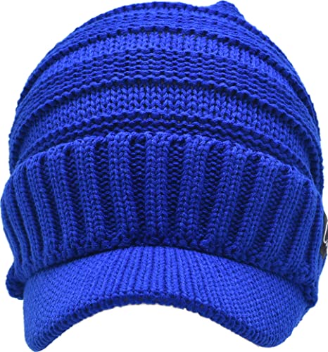 Image of C.C Trendy Warm Oversized Chunky Soft Oversized Ribbed Slouchy Knit Hat with Visor Brim