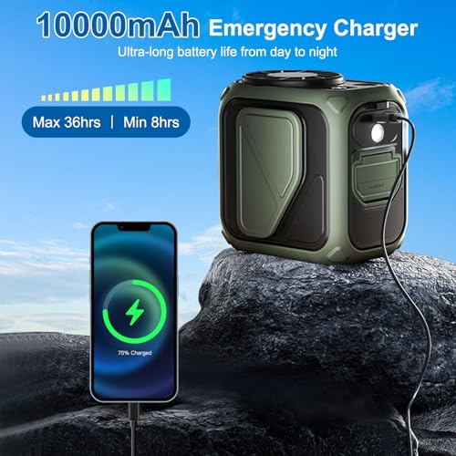 CATGIFF Tragbarer Ventilator Akku, Klein USB Waist Fan unter T-Shirt mit Clip, 10000mAh Wiederaufladbarer Ventilatoren mit LED Licht, Hurricane 20000RPM, Ideal für Arbeit Baustelle Outdoor Angeln Grün – Bild 3