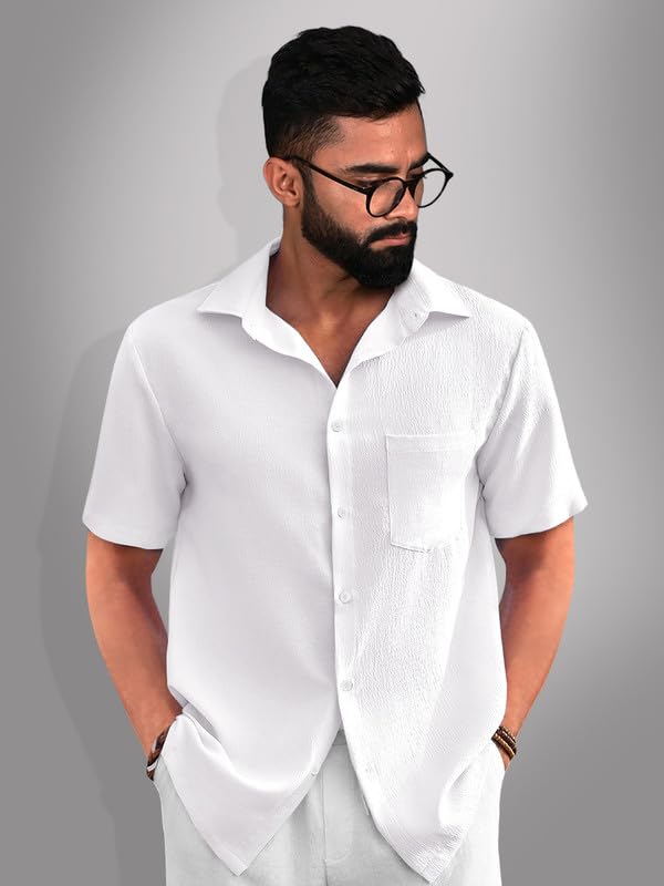 Image of Tee Projekt Solid Shirt for Men's ||Pop corn Shirt|| Solid Shirt for Men's|| Casual Shirt for Men||Half Sleeve Spread Collar Shirt for Men|| Pack of-2