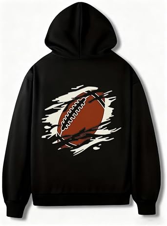 Mens Hoodie, Rugby Print Pattern, Autumn and Winter Sweatshirt