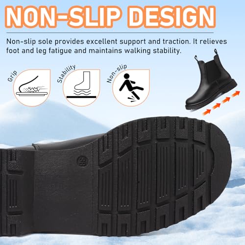 Womens Chelsea Boots Warm Fur Lined Winter Boot Women Lug Sole Combat Mid Calf Slip On Chunky Ankle Booties4