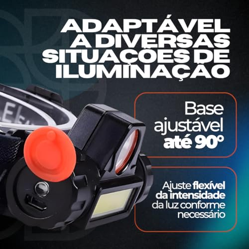 Lanterna De Cabeça Led Potente Recarregável e À Prova D'Água Para Uso em Mecânica Ciclismo Caminhad