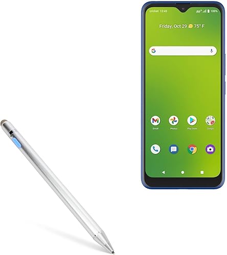 BoxWave Lápiz óptico compatible con Cricket Dream 5G  AccuPoint Active Stylus, lápiz digital electrónico con punta ultra fina, color plateado