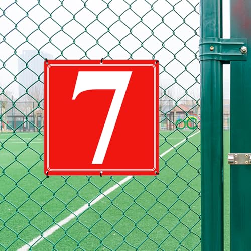 Image of Premium Aluminum Number Signs 7, Metal 12 inch X 12 inch Red Numbered Signs Outdoor for Parking Lots, Floor, Dock, Court, Aisle, Field, High Visibility, No Fade, Weather-resistant