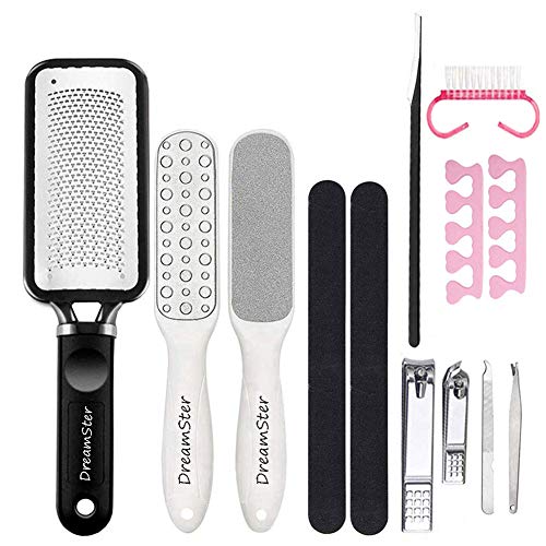 Professional Colossal Foot Rasp Foot File Callus Remover Kit, DreamSter Stainless Steel Pedicure Tools Set Large Foot Scrubber Double Sided Files Foot Care Kit for Women Men Salon Home