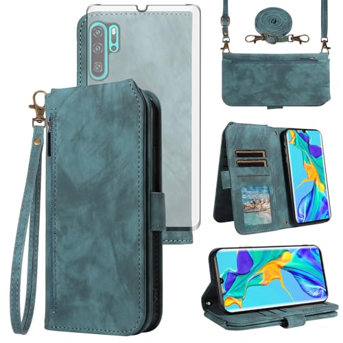 Étui portefeuille Huawei P30 Pro Asuwish avec protection écran verre