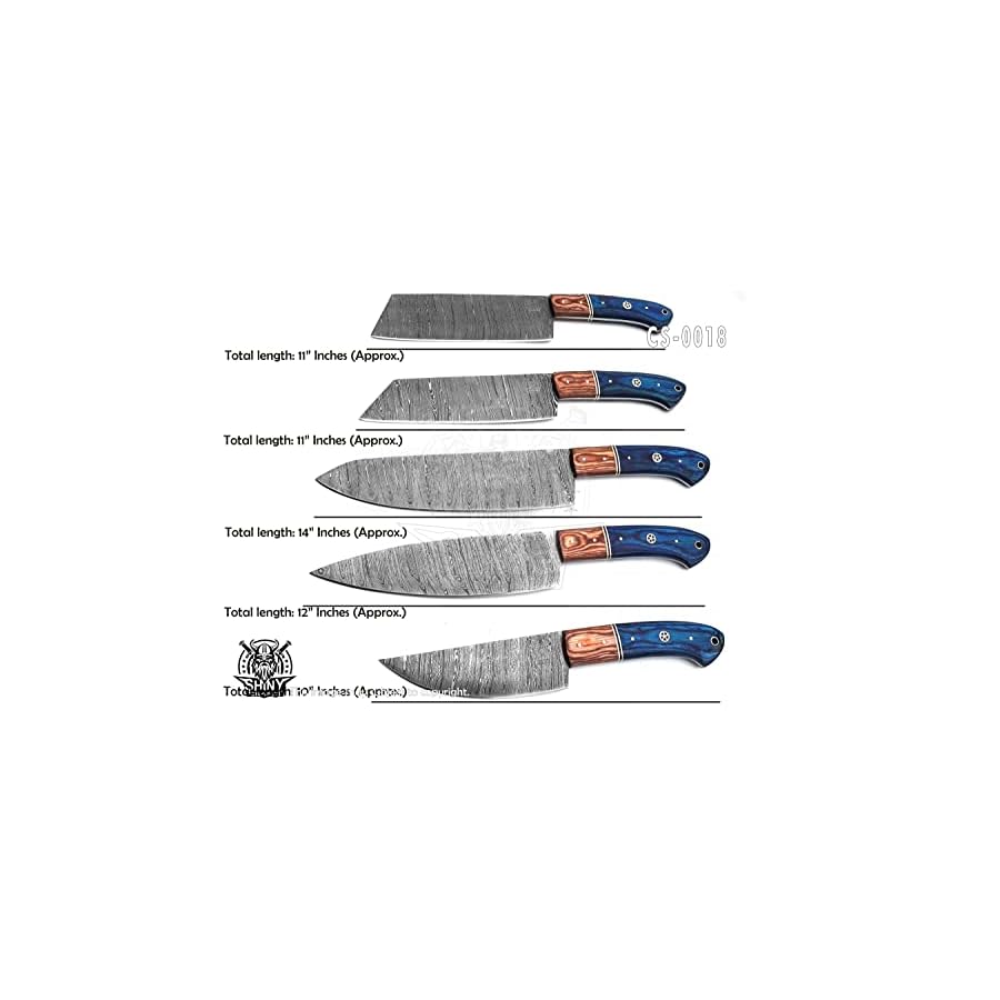 SHINY-CRAFTS-Handmade-Damascus-Kitchen-Knife-Set-with-wood-handle-and-Damascus-Steel-Blade-Chefs-Knives-set-with-Leather-Pouch-Roll-and-High-Tempered-Razor-Sharp-Blade-CS-18 SHINY CRAFTS | Handmade Damascus Kitchen Knife Set with wood handle and Damascus Steel Blade, Chef’s Knives set with Leather Pouch Roll and High Tempered Razor-Sharp Blade (CS-18)