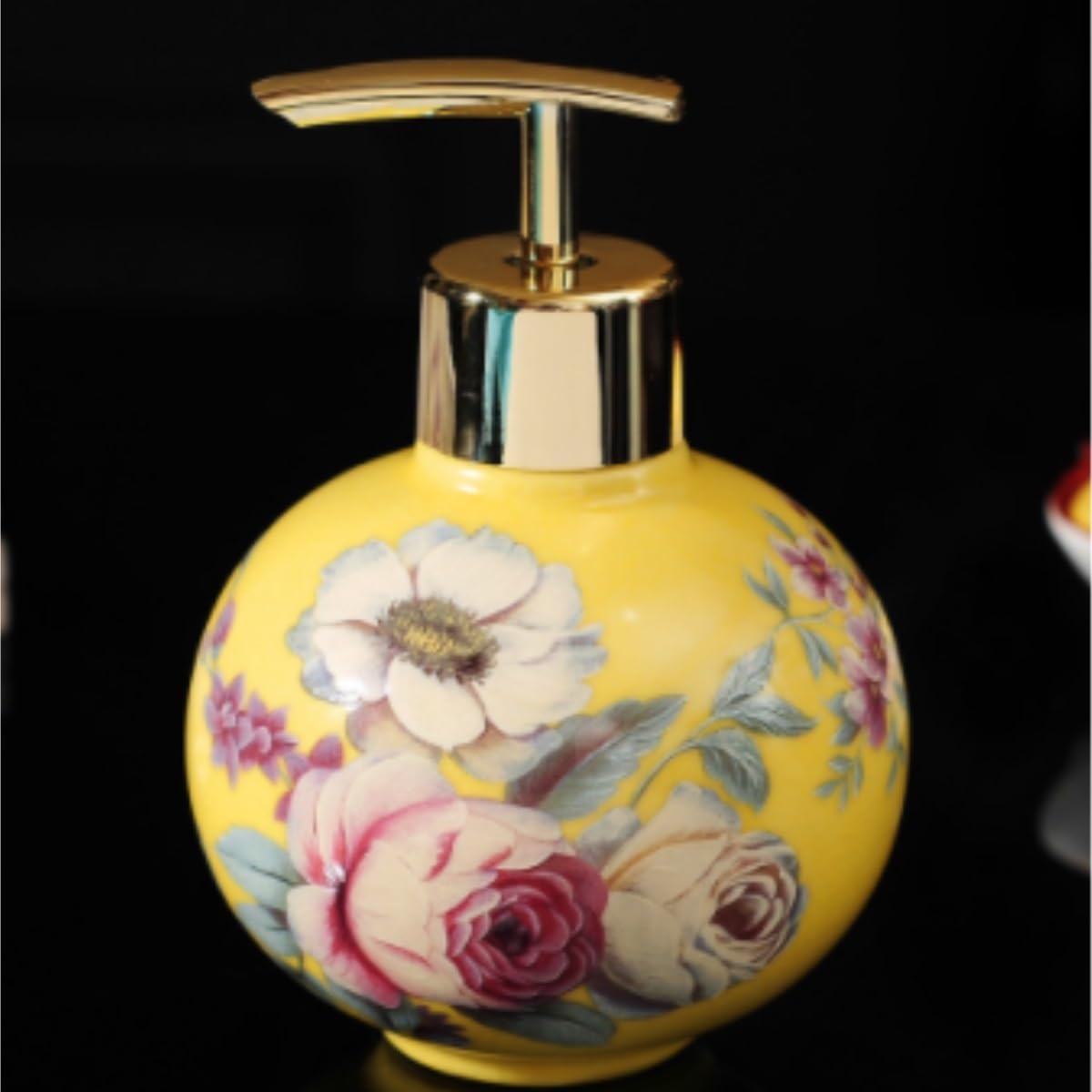 Dispensadores De Loción Jabón Dispensador De Jabón Y Loción De Cerámica, Botella Decorativa para Líquidos con Bomba(Yellow)