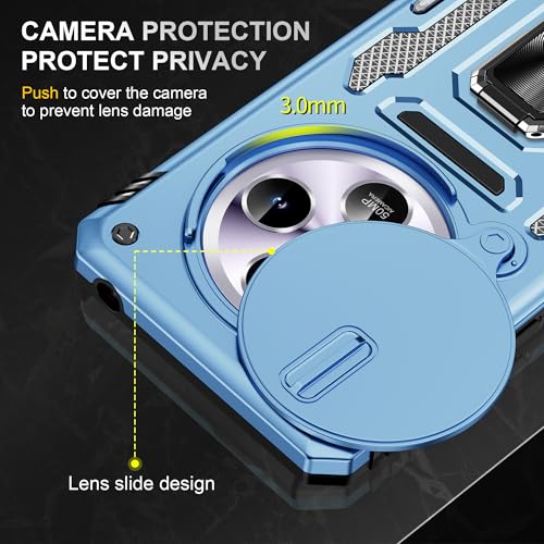 Image of Polycarbonate Slide Camera Cover with Ring Holder Mobile Phone Back Cover for Redmi 14C /Redmi A4 /Poco C75 (Blue)