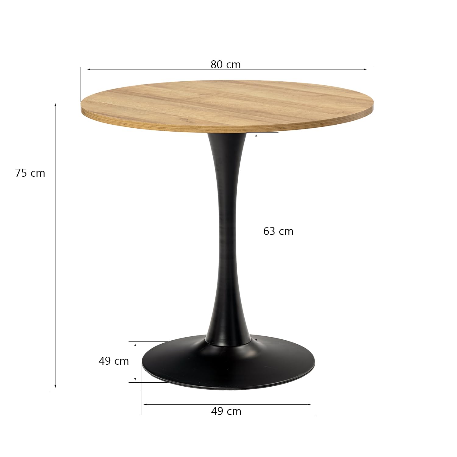 FURNISH - Mesa de picnic redonda y resistente, fabricada en madera de ingeniería y metal, mesa de ocio sólida para picnic informal en el jardín y en la terraza