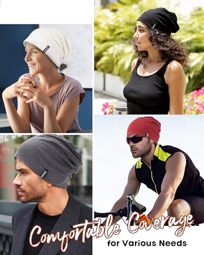 Image of FURTALK Slouchy Beanie for Men Women Breathable Cotton Summer Beanie Unisex Running Sleeping Skull Caps Chemo Headwear