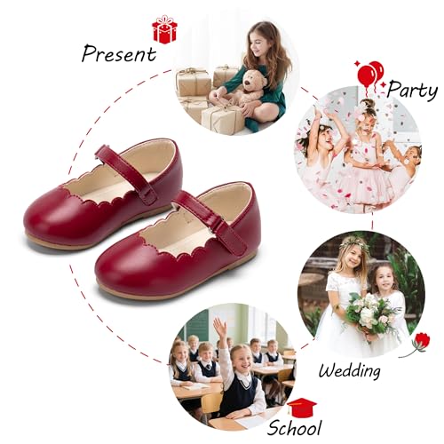 Image of PHIRAMIN Toddler Flower Girl Glitter Dress Shoes Little Girl Ballet Flats Bow Wedding Party