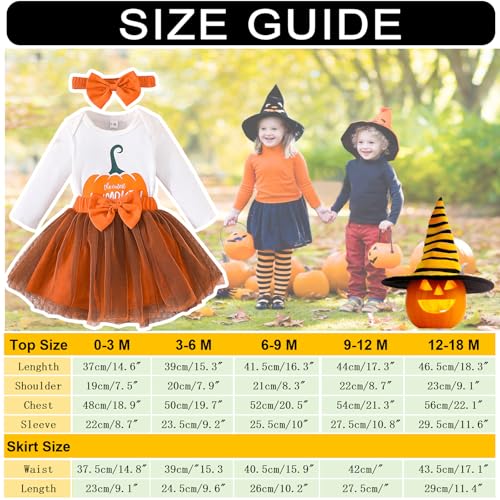 Newborn Baby Girl Halloween Romper Tutu Dress with Headband Toddler Pumpkin Top Skirt Halloween Outfits3